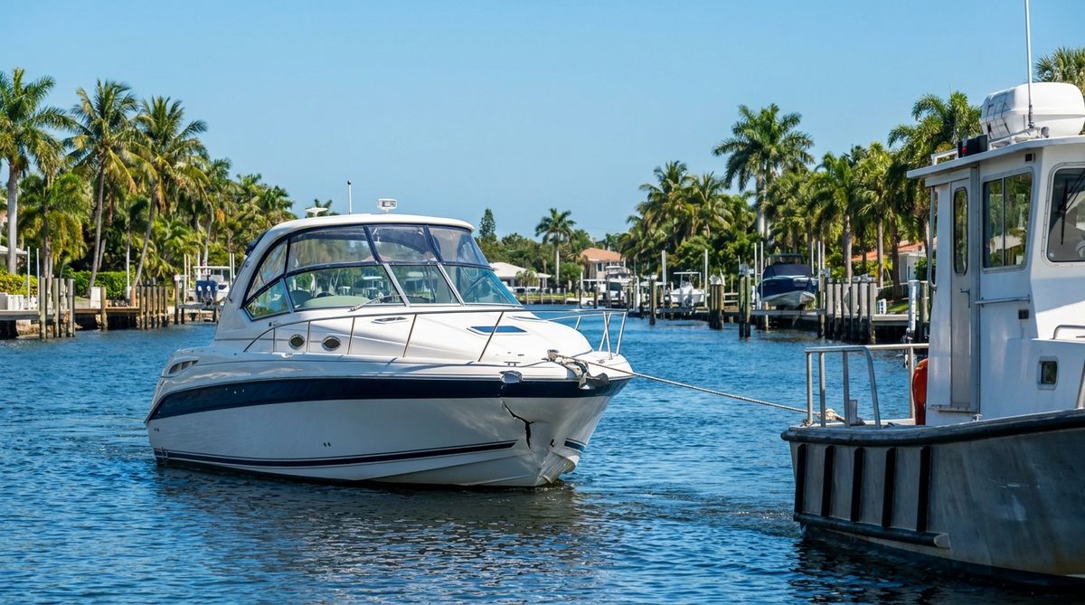 Bote atracado en una marina de Florida