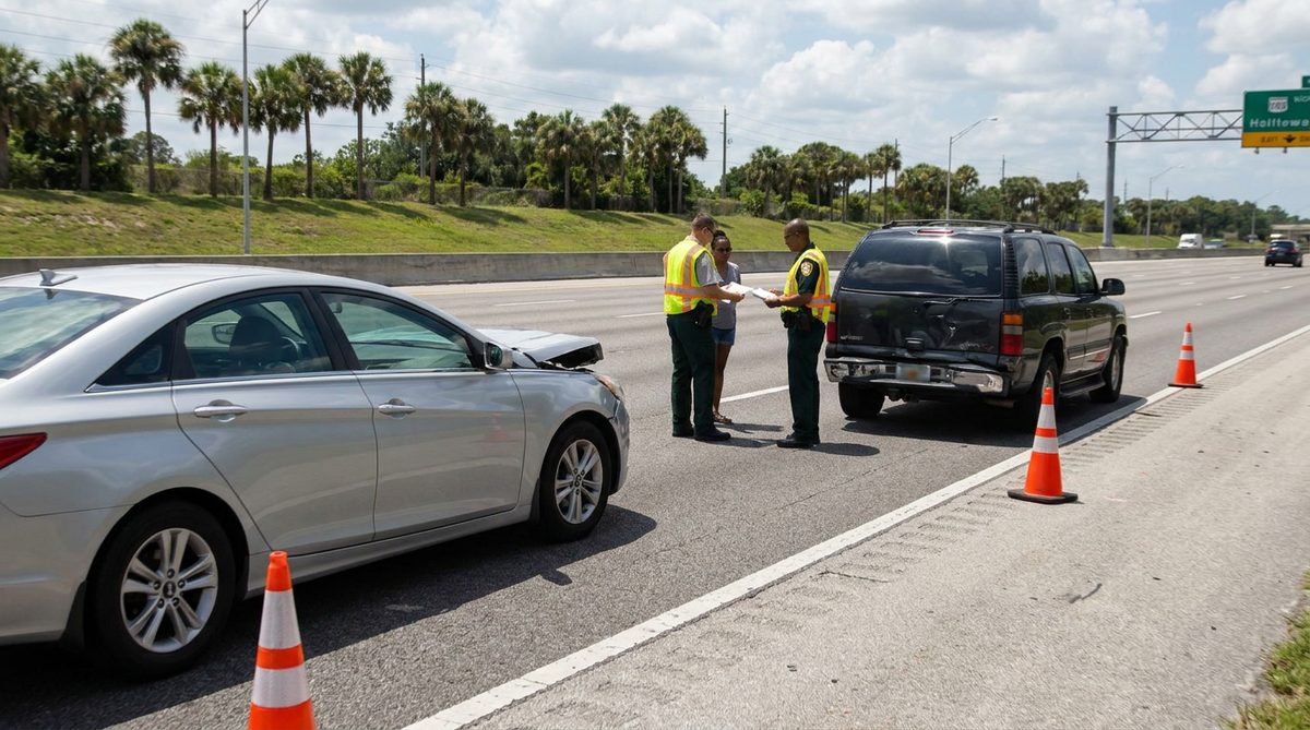 Car accident on a Miami area road