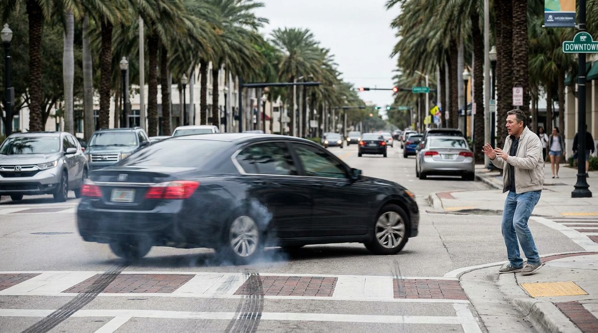 Cruce peatonal en una calle de una ciudad de Florida